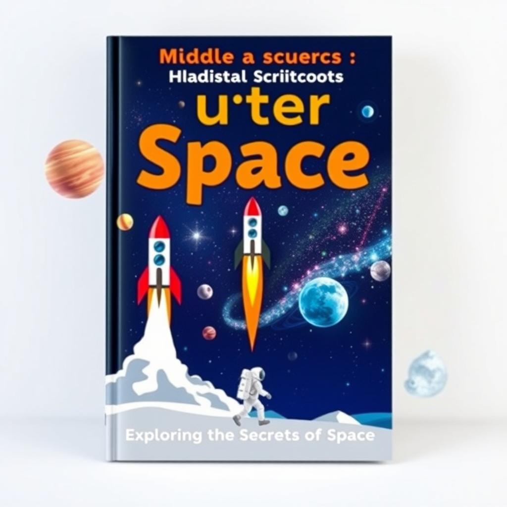 A book cover designed for middle school students on the topic of outer space