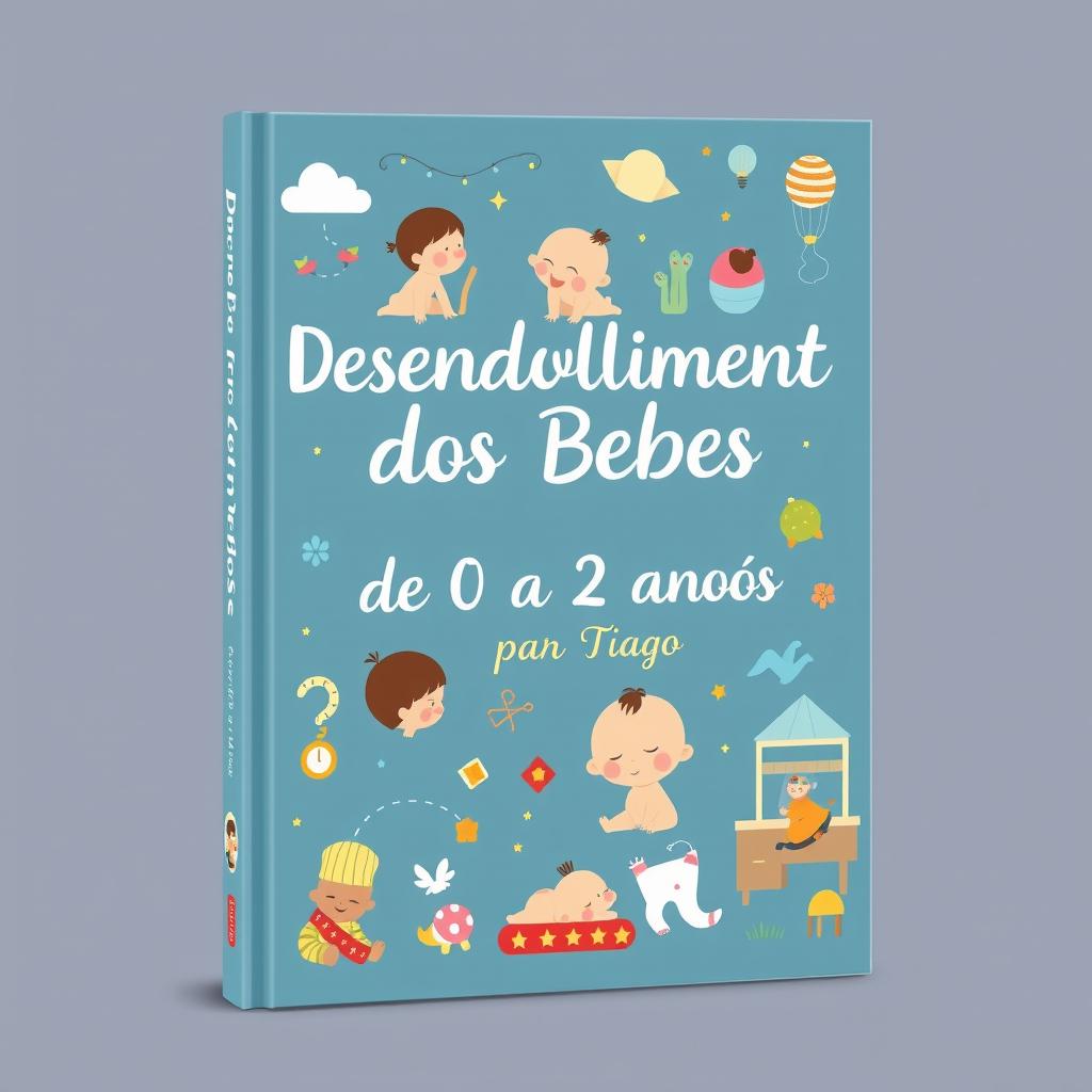 A charming book cover design for 'Desenvolvimento dos Bebes de 0 a 2 anos por Tiago'