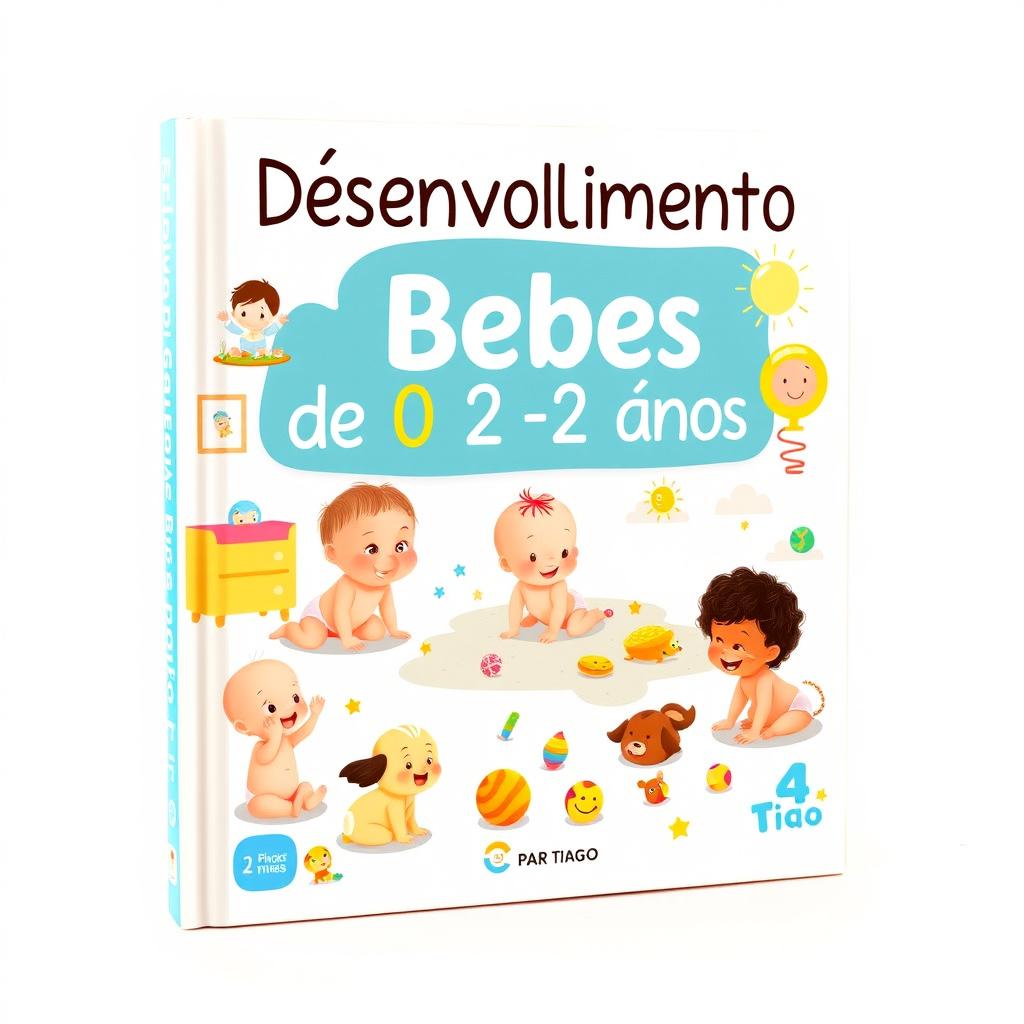 A beautifully designed book cover for 'Desenvolvimento dos Bebes de 0 a 2 anos por Tiago'