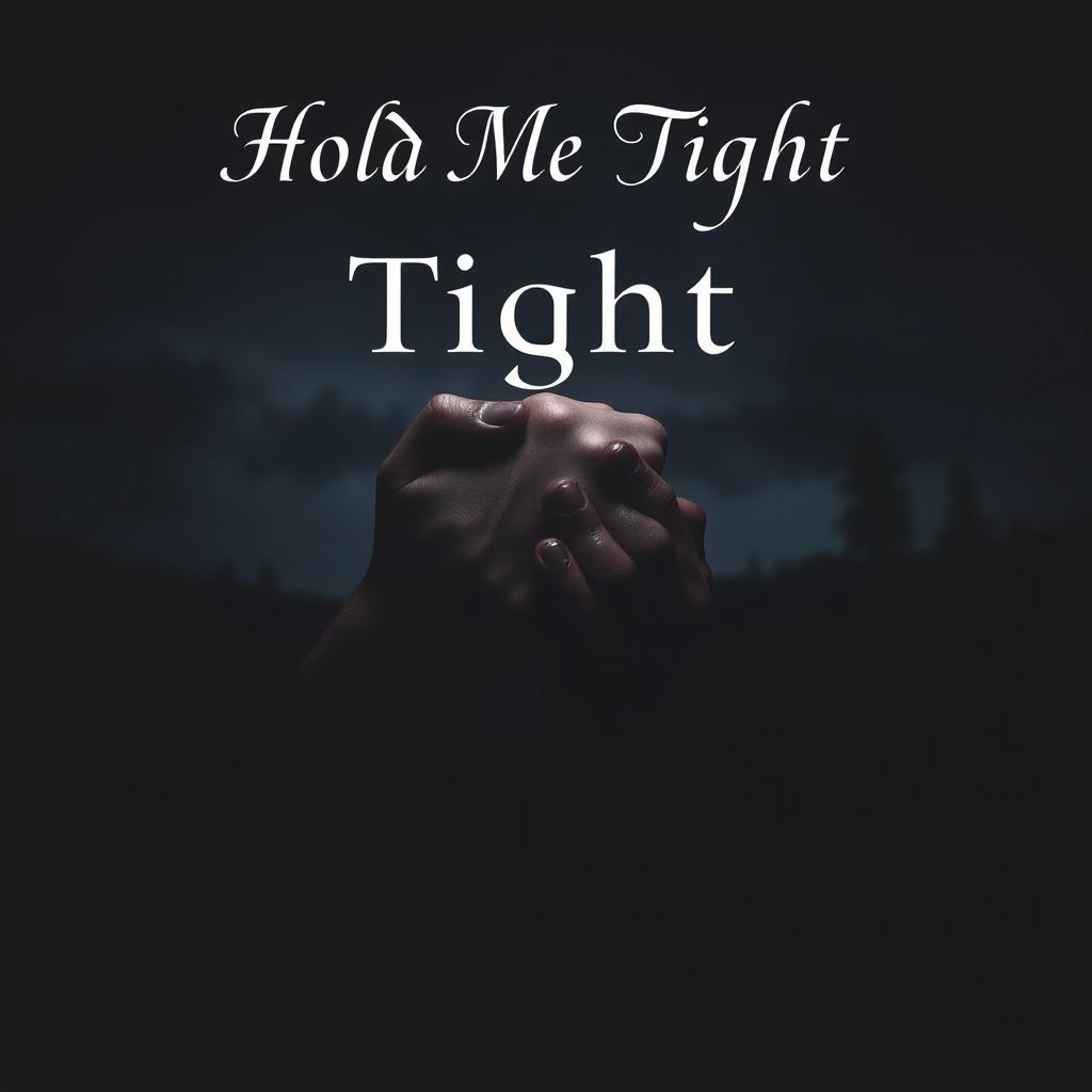 A dramatic night scene that captures an intense and emotional moment, showcasing two hands tightly holding each other in the foreground