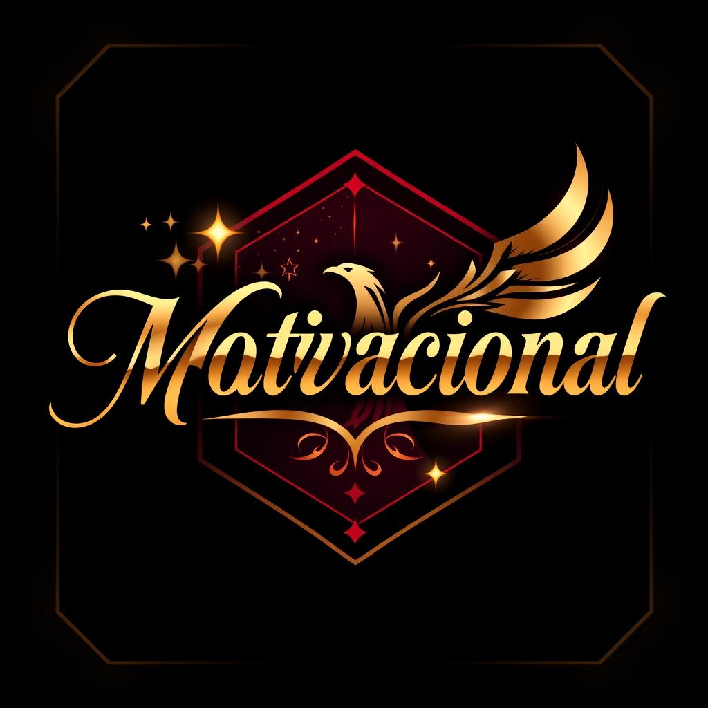 An opulent and striking logo designed for a motivational theme, featuring the word 'Motivacional' in a flowing, contemporary serif font that radiates confidence
