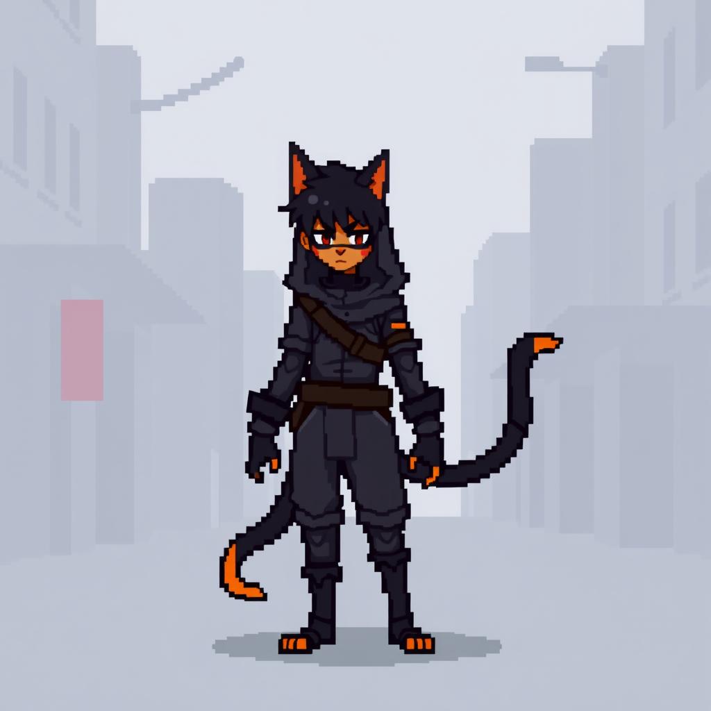 A pixel art character design of a thief class, depicted in a 128x128 pixel format