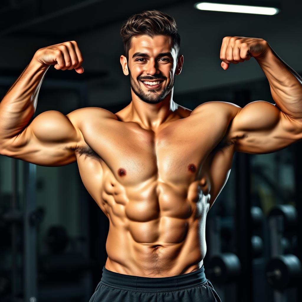 A well-defined six-pack abdominal muscles of a fit and muscular man showcasing a healthy physique