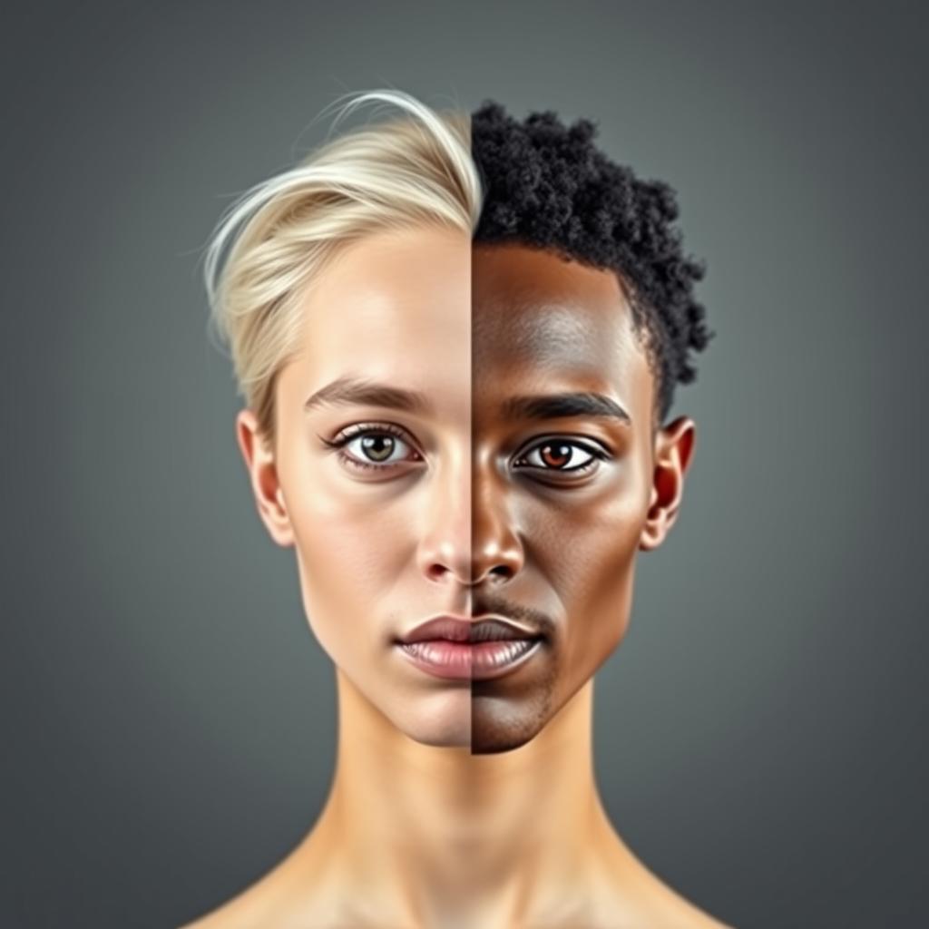 Embrace Diversity: A Striking Split Face Portrait
