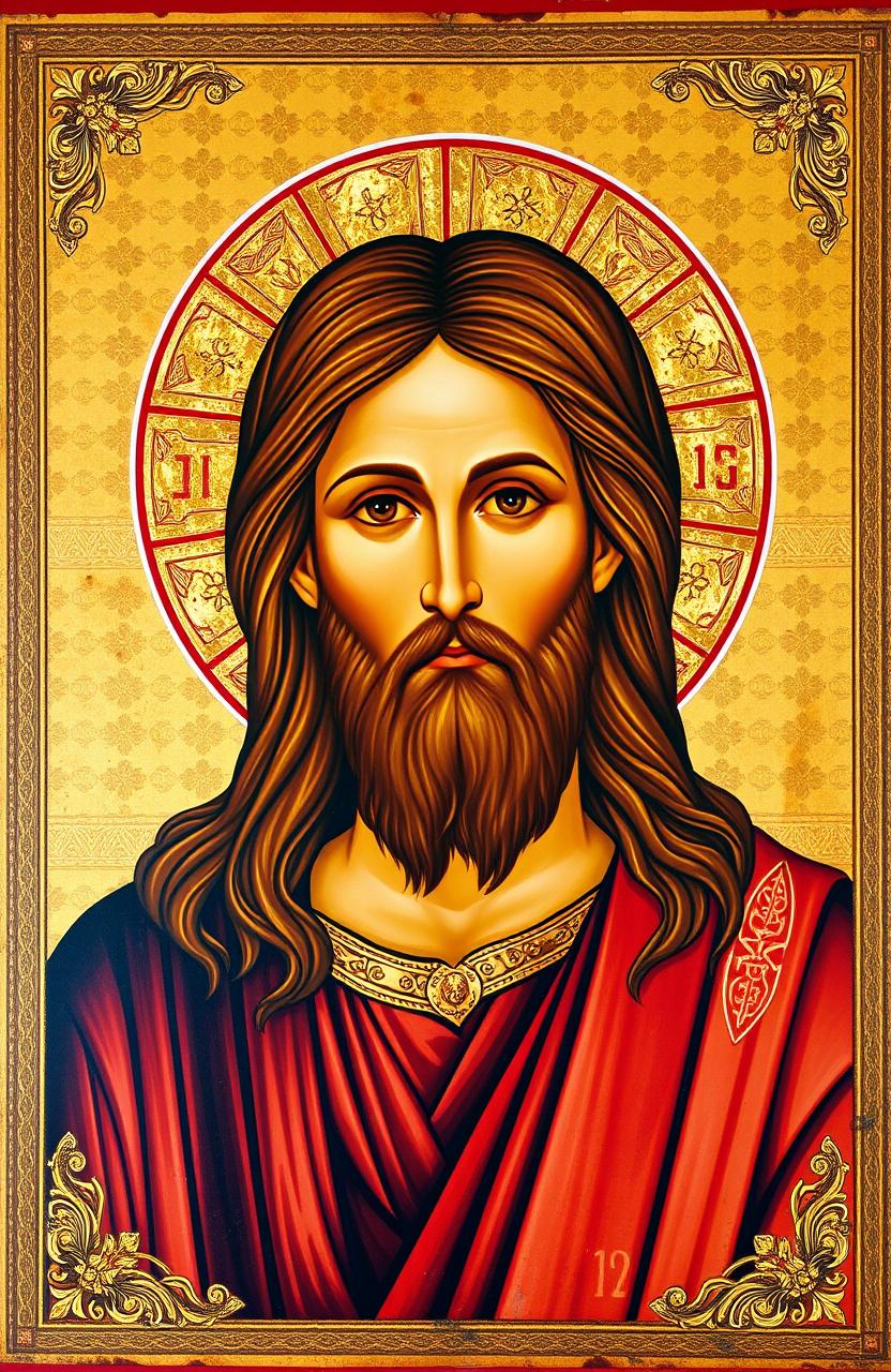 A Byzantine-style icon of Jesus, displaying the traditional features of Byzantine artistry