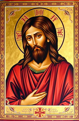 A Byzantine-style icon of Jesus, displaying the traditional features of Byzantine artistry