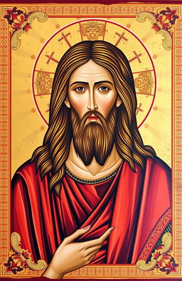 A Byzantine-style icon of Jesus, displaying the traditional features of Byzantine artistry
