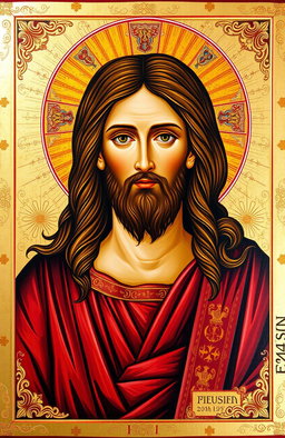 A Byzantine-style icon of Jesus, displaying the traditional features of Byzantine artistry
