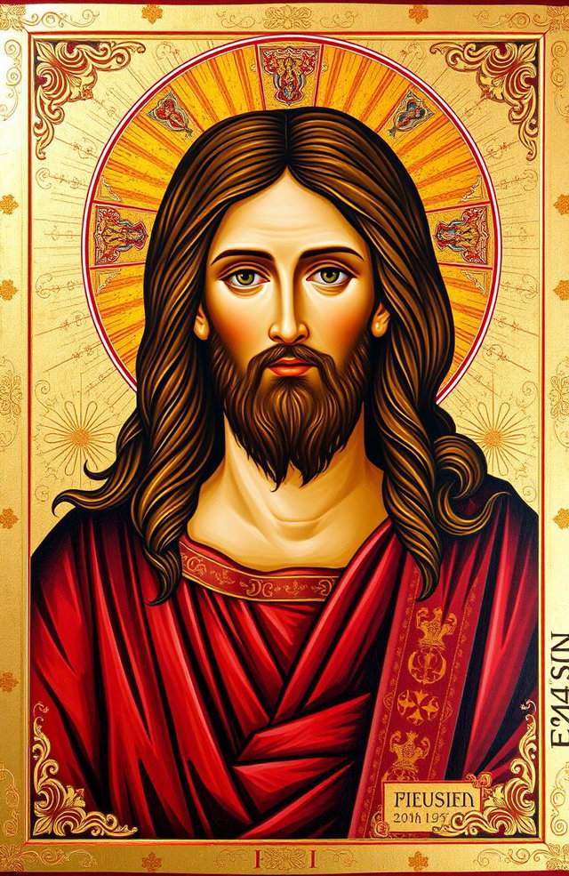A Byzantine-style icon of Jesus, displaying the traditional features of Byzantine artistry