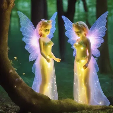 The fairies in the enchanted forest greeted the visitors amiably.