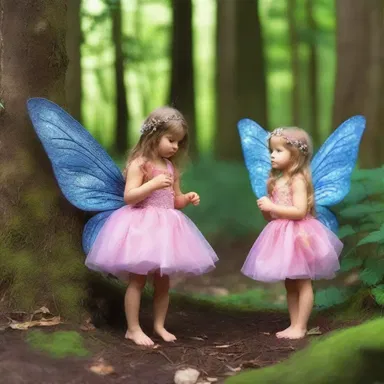 The fairies in the enchanted forest greeted the visitors amiably.