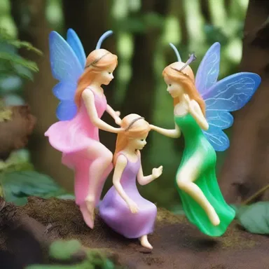 The fairies in the enchanted forest greeted the visitors amiably.