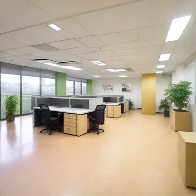 The architect designed the office space amiably, creating a welcoming and cozy environment.