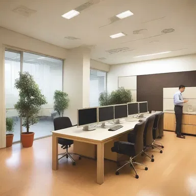 The architect designed the office space amiably, creating a welcoming and cozy environment.