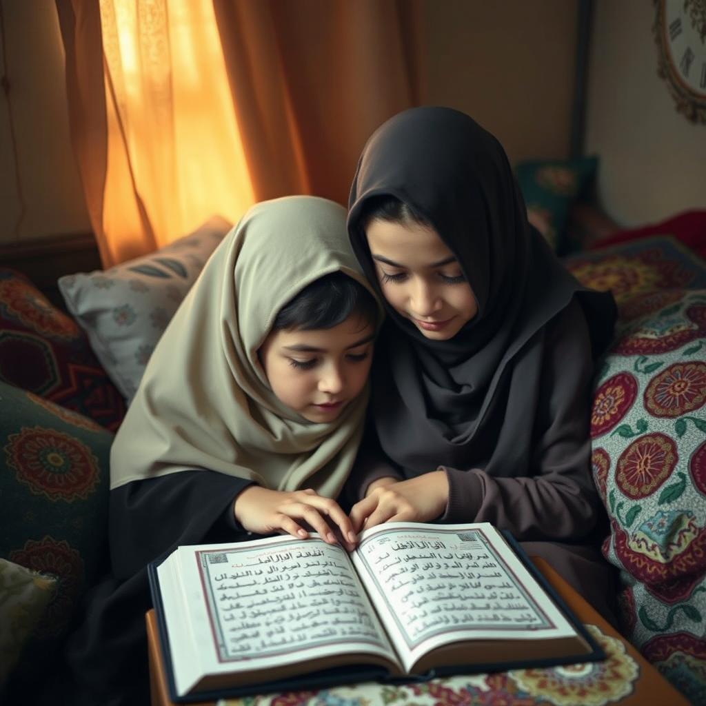 A heartfelt scene of a Muslim mother reading the Quran to her 10-year-old daughter in Gaza