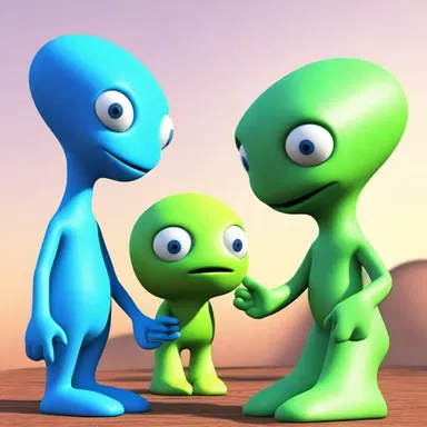 The aliens from the planet Zog greeted the humans amiably, establishing peaceful relations.