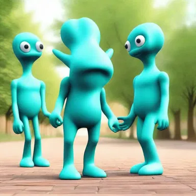 The aliens from the planet Zog greeted the humans amiably, establishing peaceful relations.