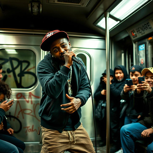 Energetic Subway Rap Performance