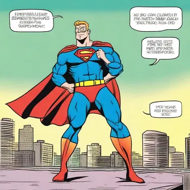 In the comic strip, the superhero saves the day using both his superpowers and amiably charming personality.