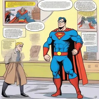 In the comic strip, the superhero saves the day using both his superpowers and amiably charming personality.