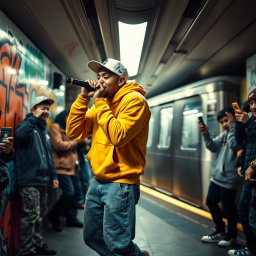 Energetic Subway Rap Performance