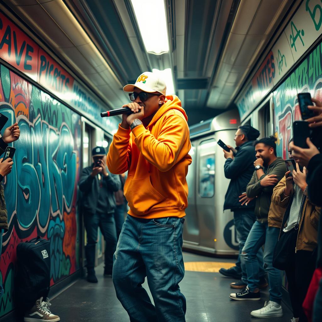 Energetic Subway Rap Performance