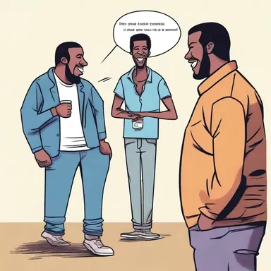 The stand-up comedian told a joke about two friends who always good-naturedly and amiably tease each other.