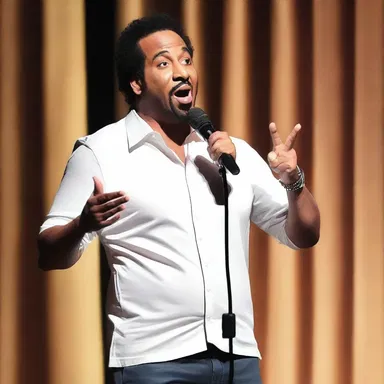 The stand-up comedian told a joke about two friends who always good-naturedly and amiably tease each other.