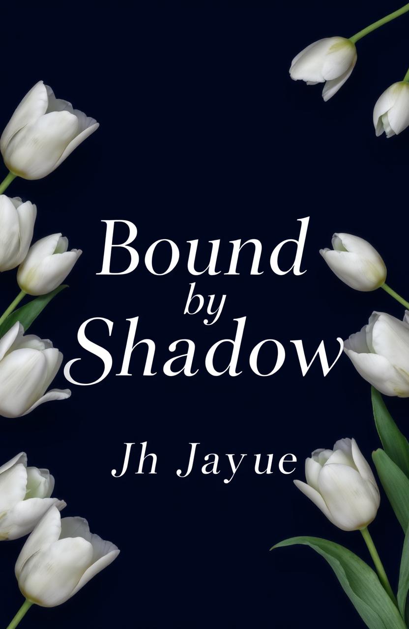 A book cover design for 'Bound by Shadow' by Jh Jayue featuring a dark blue background