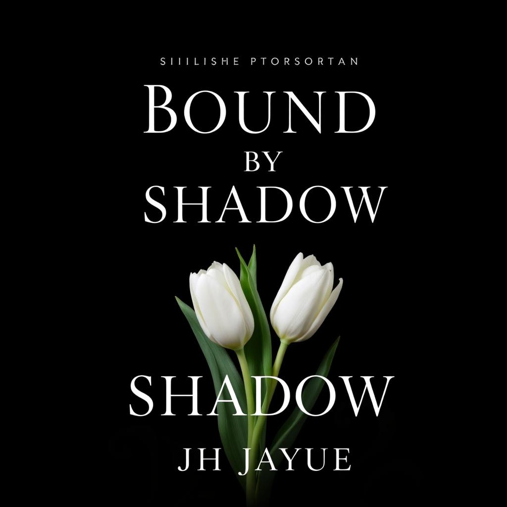 A striking book cover design for 'Bound by Shadow' by Jh Jayue, featuring a bold black background that sets a dramatic tone, encapsulating the essence of dark romance