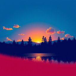 A vibrant, artistic scene featuring a dynamic composition with a rich blue background