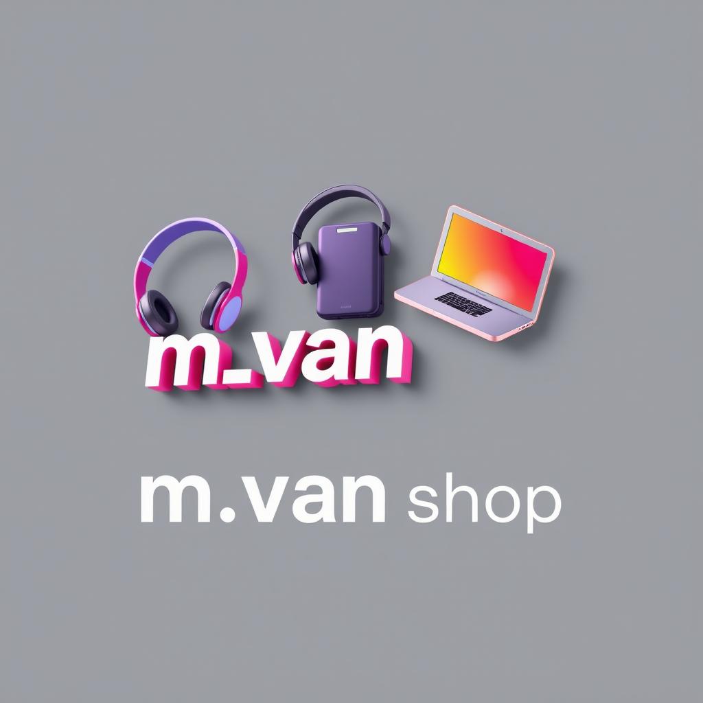 A modern and minimalist image featuring 3D pop-out icons of gadgets like headphones, a power bank, and a laptop