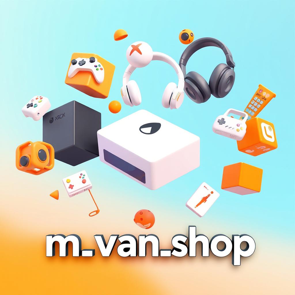 A modern 3D image featuring attractive floating icons of an Xbox, headphones, and various gadgets, designed in a pop-out style