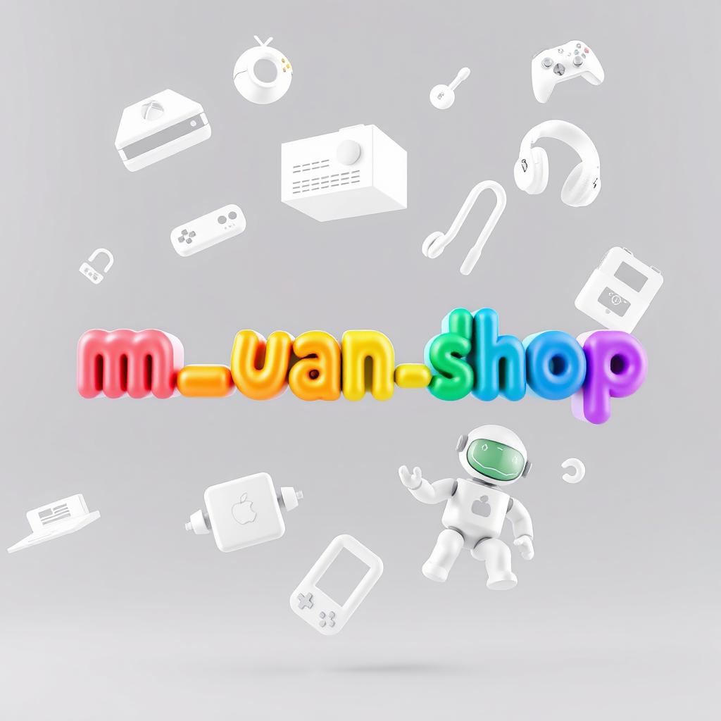 A modern 3D image featuring attractive floating and moving icons in space, composed of sleek, modern white 3D icons including an Xbox, headphones, various gadgets, and a humanoid robot, all designed in a pop-out style
