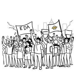 A simplified sketch of the EDSA People Power Revolution, focusing on easy-to-draw figures and elements
