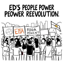 A simplified sketch of the EDSA People Power Revolution, focusing on easy-to-draw figures and elements