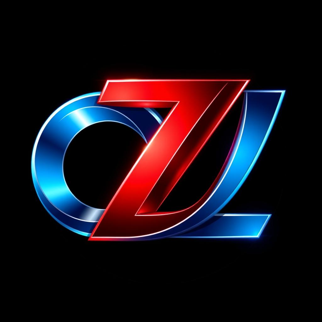 An abstract design featuring the letters 'O' and 'Z' in a dynamic, stylized format