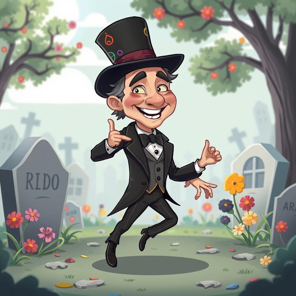 An imaginative illustration of Skibidi Undertaker, a quirky and playful character blending elements of a traditional undertaker with humorous features