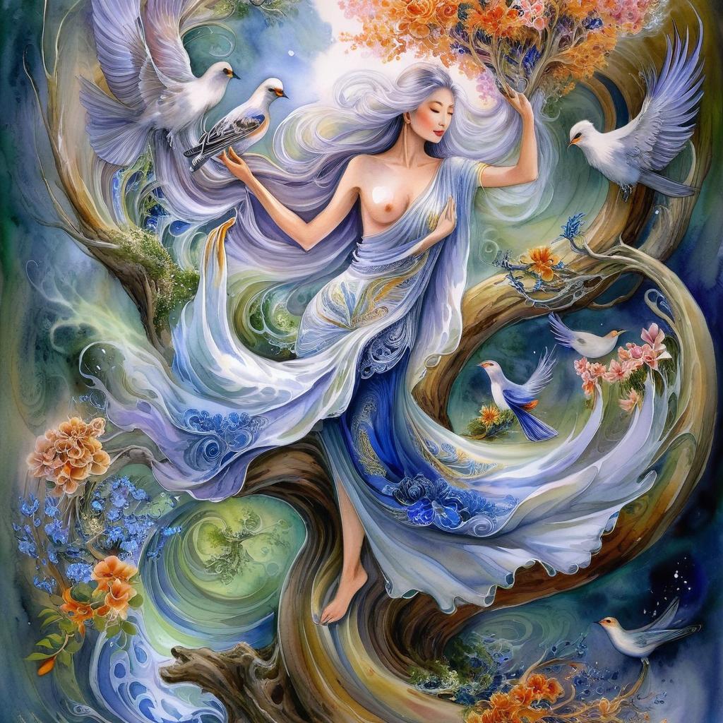 Enchanted Realms: Fairy & Mermaid at the Mystic Tree