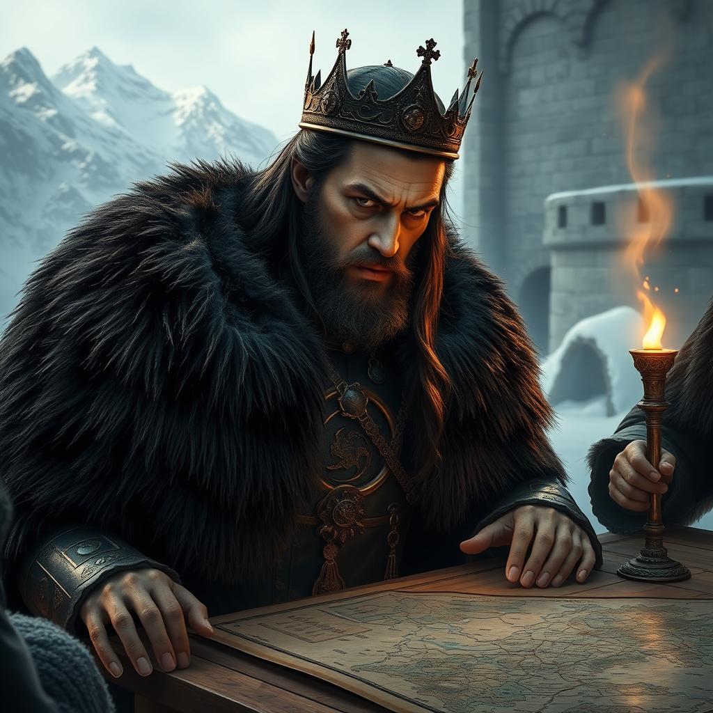 A highly detailed fantasy character inspired by Ali Daei as if he were a member of the Stark family in Game of Thrones