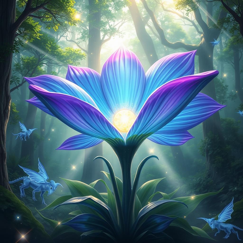 A stunning, surreal illustration of a 'power flower' that combines elements of nature and energy