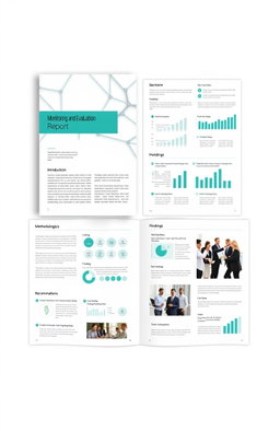 A detailed and visually engaging monitoring and evaluation report layout
