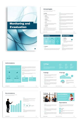 A detailed and visually engaging monitoring and evaluation report layout