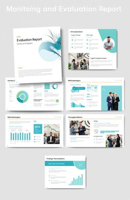 A detailed and visually engaging monitoring and evaluation report layout