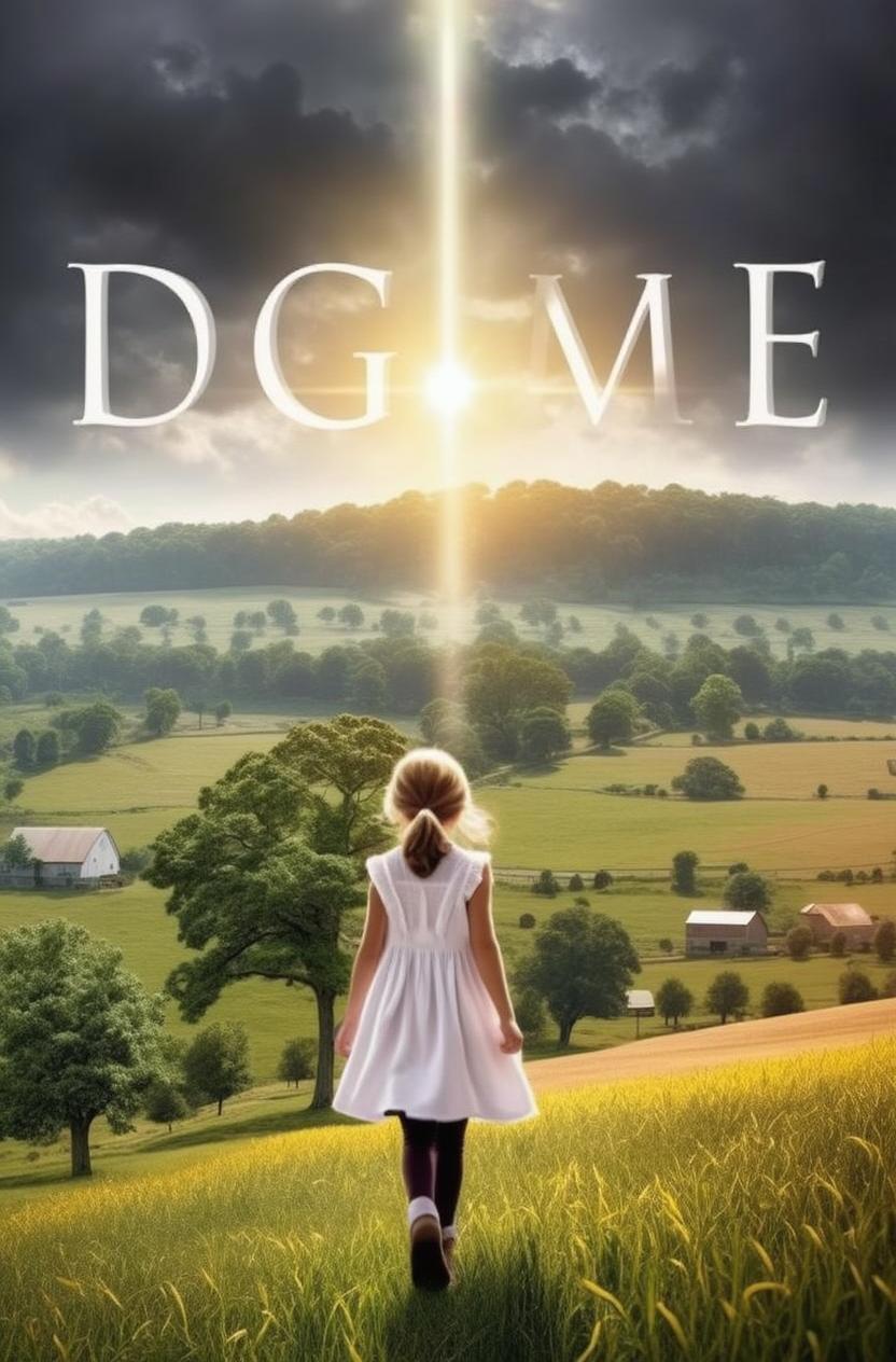 A book cover for a memoir depicting a young girl walking through a pastoral landscape, symbolizing her journey of faith