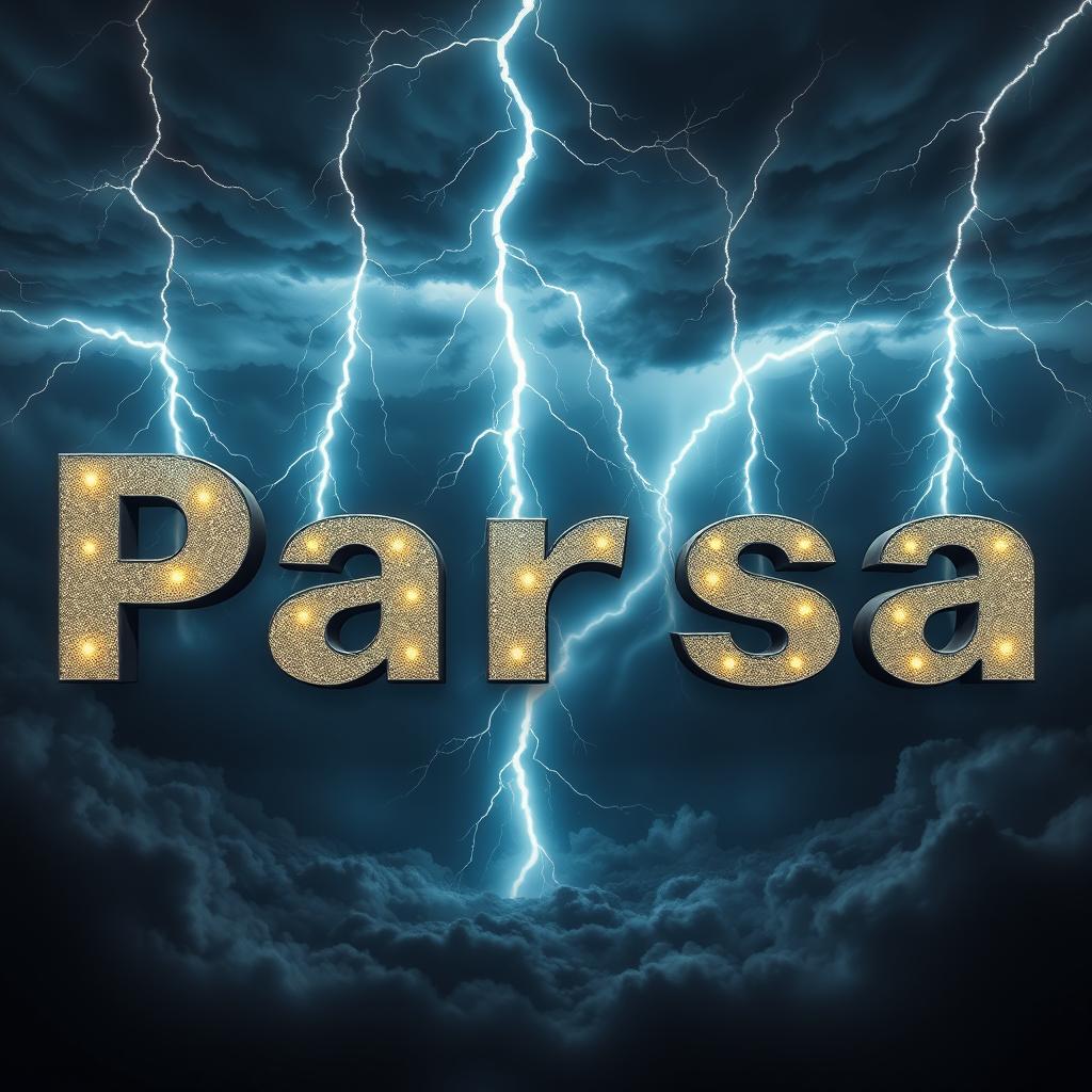 A captivating image featuring the name 'Parsa' prominently displayed in large, bold, glittering letters