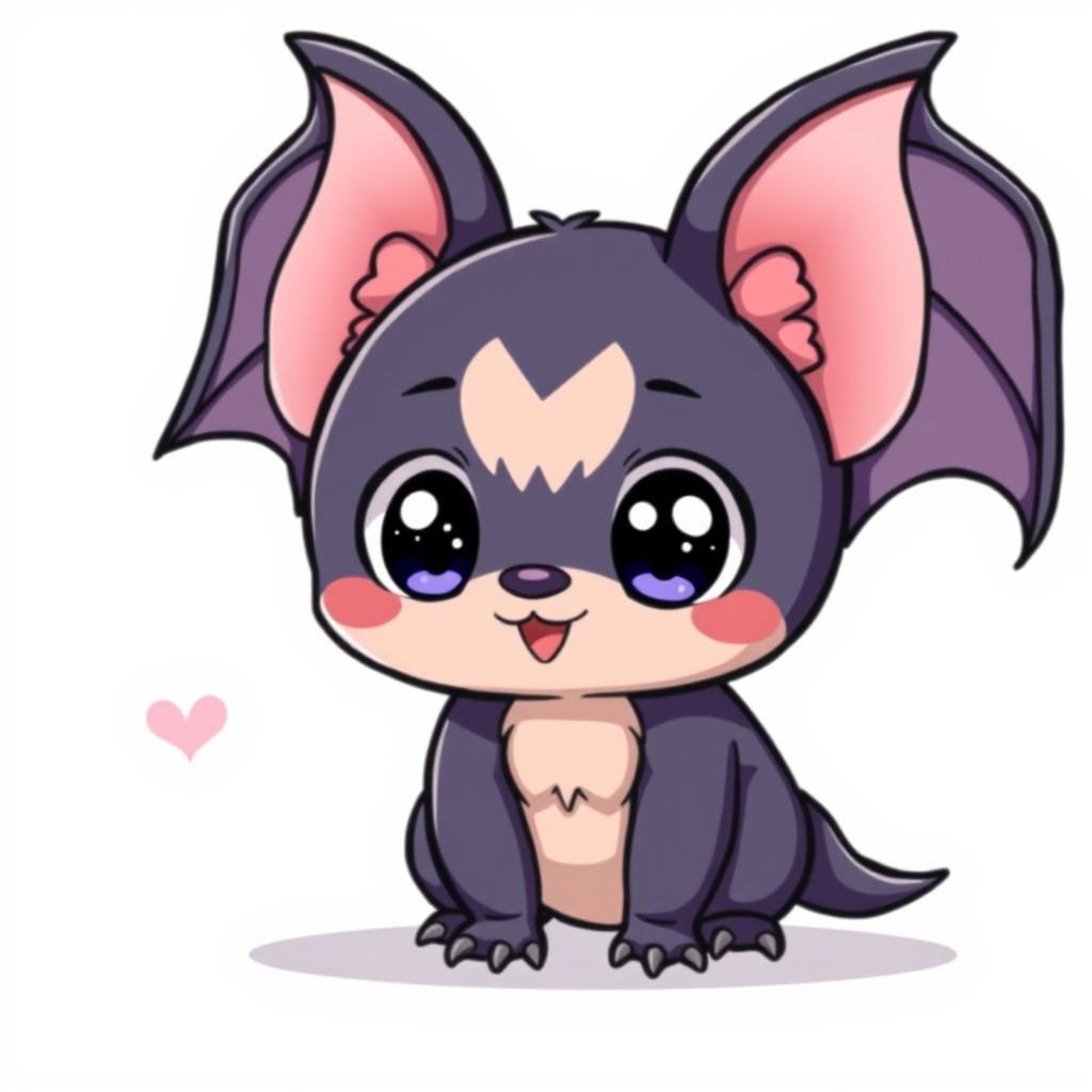 Adorable Kawaii Bat Character in Anime Style
