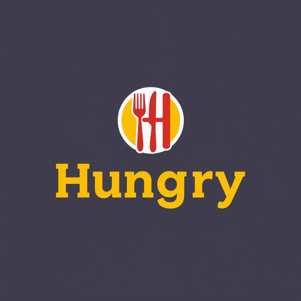 A modern and minimalist logo design for a food-themed brand called 'Hungry'