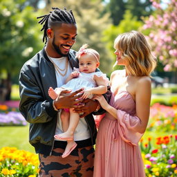 A heartwarming scene featuring Travis Scott and Taylor Swift lovingly holding a Mexican-colored baby girl