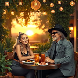 A charming scene depicting Ariana Grande and Tom Petty on a delightful date
